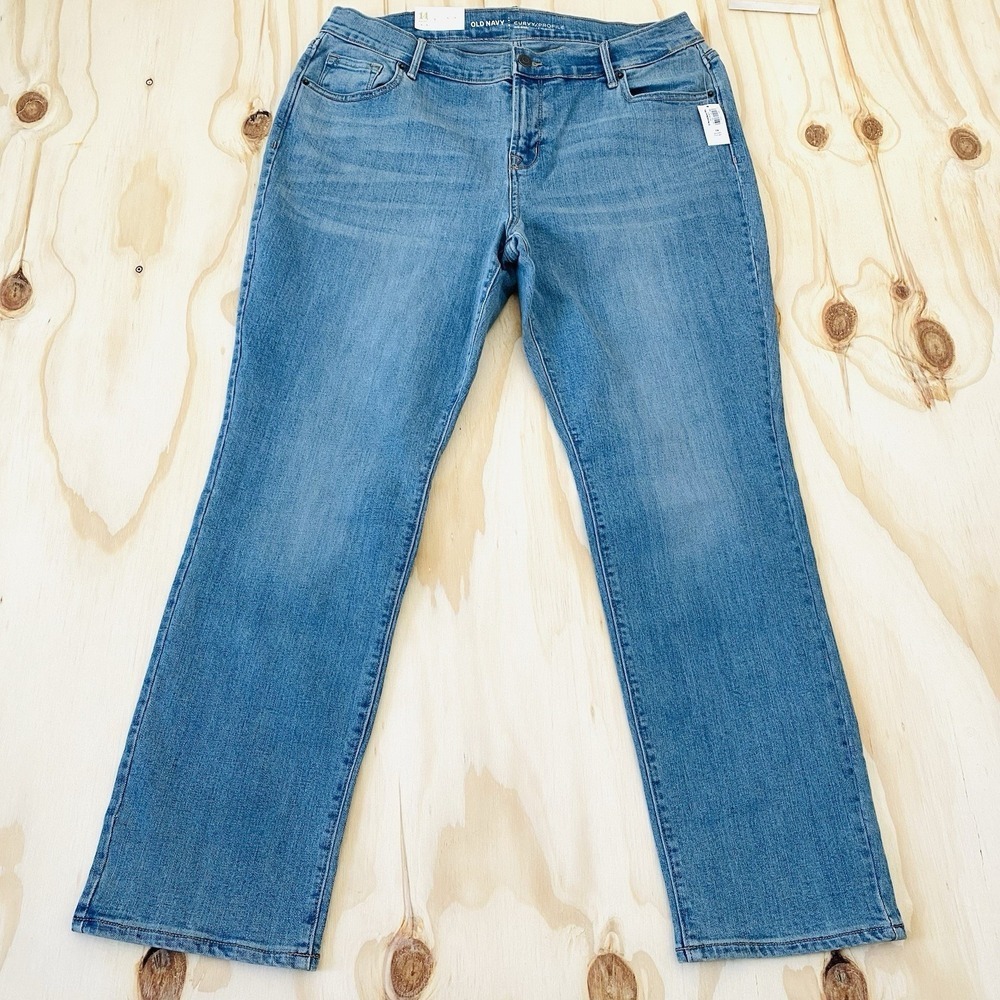 NEW Old Navy Womens Jeans 14 Long Mid Rise Curvy Profile Denim Boot Cut